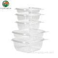 Disposable plastic clear hinged clamshell container